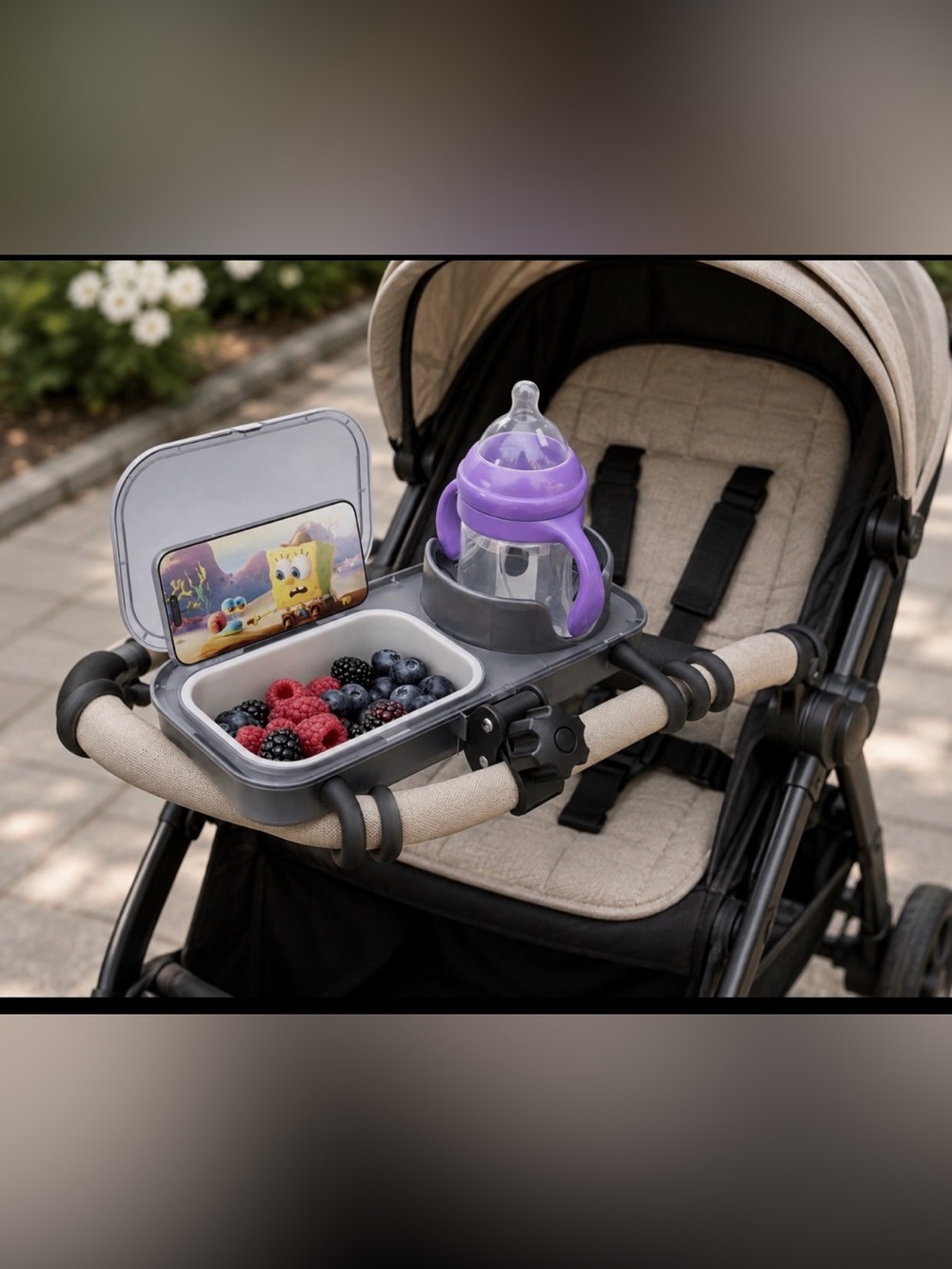 Btrfe Universal Stroller Snack Tray, 3-In-1 Cup Holder Tray